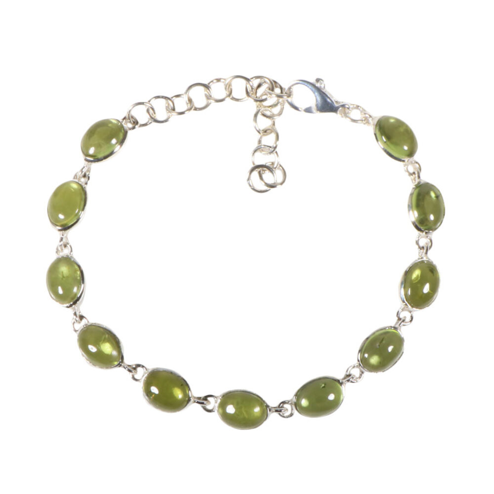 Zilveren armband peridoot ovaal cabochon 8 x 6 mm Zilveren armband peridoot ovaal cabochon 8 x 6 mm