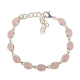 Zilveren armband rozenkwarts ovaal cabochon 8 x 6 mm Zilveren armband rozenkwarts ovaal cabochon 8 x 6 mm