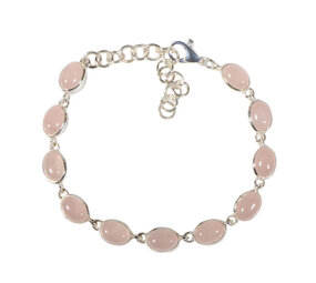 Zilveren armband rozenkwarts ovaal cabochon 8 x 6 mm Zilveren armband rozenkwarts ovaal cabochon 8 x 6 mm