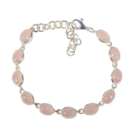 Zilveren armband rozenkwarts ovaal cabochon 8 x 6 mm Zilveren armband rozenkwarts ovaal cabochon 8 x 6 mm