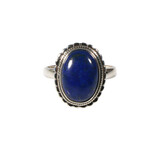 Zilveren ring lapis lazuli maat 18 | ovaal 14 x 10 mm bewerkte rand Zilveren ring lapis lazuli maat 18 | ovaal 14 x 10 mm bewerkte rand