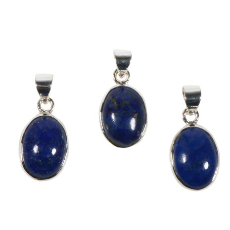 Zilveren hanger lapis lazuli ovaal 14 x 10 mm