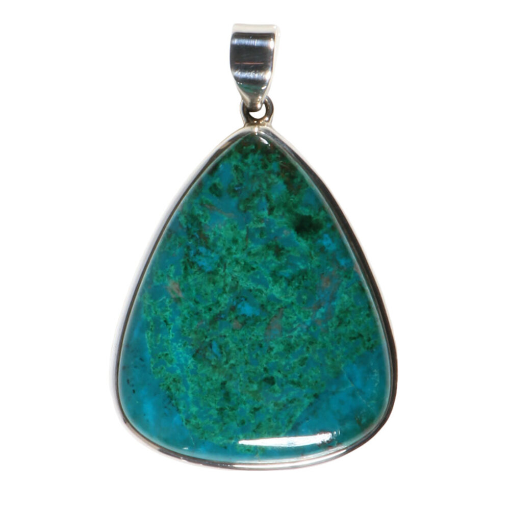 Zilveren hanger chrysocolla met malachiet | druppel 4,4 x 3,7 cm Zilveren hanger chrysocolla met malachiet | druppel 4,4 x 3,7 cm