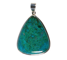 Zilveren hanger chrysocolla met malachiet | druppel 4,4 x 3,7 cm Zilveren hanger chrysocolla met malachiet | druppel 4,4 x 3,7 cm