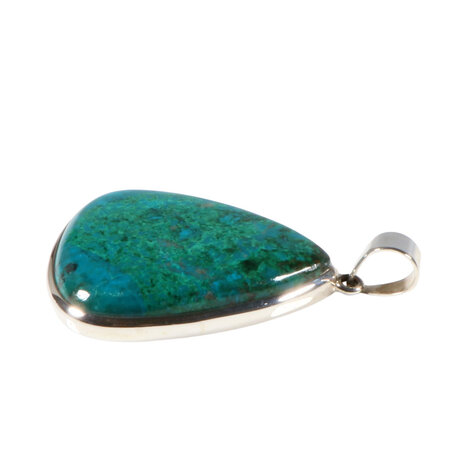 Zilveren hanger chrysocolla met malachiet | druppel 4,4 x 3,7 cm Zilveren hanger chrysocolla met malachiet | druppel 4,4 x 3,7 cm