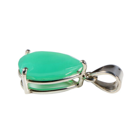 Zilveren hanger chrysopraas | druppel facet gezet 1,7 x 1 cm Zilveren hanger chrysopraas | druppel facet gezet 1,7 x 1 cm