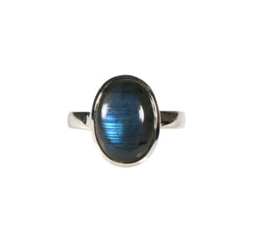 Zilveren ring labradoriet maat 19 | ovaal 14 x 10 mm Zilveren ring labradoriet maat 19 | ovaal 14 x 10 mm