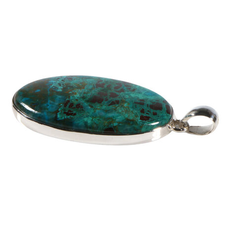 Zilveren hanger chrysocolla | ovaal 3,8 x 2,3 cm Zilveren hanger chrysocolla | ovaal 3,8 x 2,3 cm