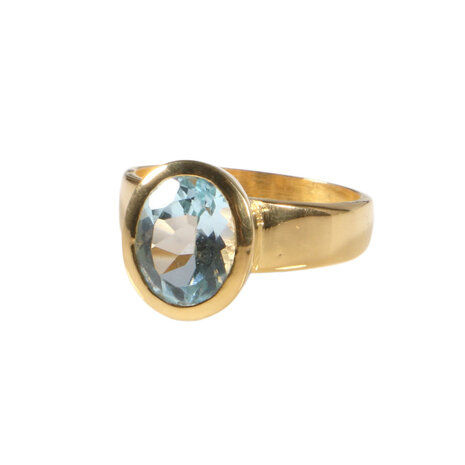 Gold filled ring topaas (blauw) maat 19 | ovaal facet 10 x 8 mm Gold filled ring topaas (blauw) maat 19 | ovaal facet 10 x 8 mm