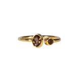 Gold filled ring rookkwarts maat 17 (licht verstelbaar) | 2 stenen