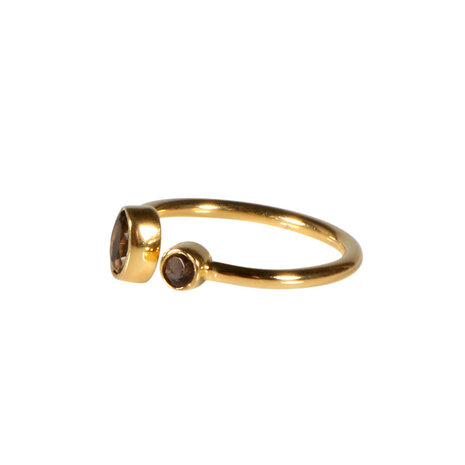 Gold filled ring rookkwarts maat 17 (licht verstelbaar) | 2 stenen Gold filled ring rookkwarts maat 17 (licht verstelbaar) | 2 stenen