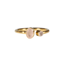 Gold filled ring rozenkwarts maat 17 (licht verstelbaar) | 2 facet stenen Gold filled ring rozenkwarts maat 17 (licht verstelbaar) | 2 facet stenen