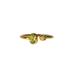 Gold filled ring peridoot maat 17  (licht verstelbaar) | 2 stenen Gold filled ring peridoot maat 17  (licht verstelbaar) | 2 stenen