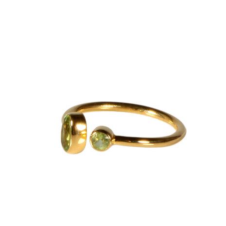 Gold filled ring peridoot maat 18 1/2 (licht verstelbaar) | 2 stenen Gold filled ring peridoot maat 18 1/2 (licht verstelbaar) | 2 stenen