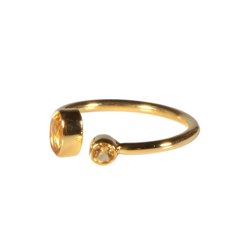 Gold filled ring citrien maat 17 (licht verstelbaar) | 2 stenen Gold filled ring citrien maat 17 (licht verstelbaar) | 2 stenen