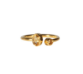 Gold filled ring citrien maat 18 (licht verstelbaar) | 2 stenen Gold filled ring citrien maat 18 (licht verstelbaar) | 2 stenen