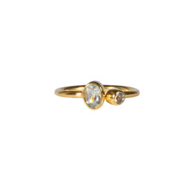 Gold filled ring topaas (blauw) maat 18 (licht verstelbaar) | 2 stenen Gold filled ring topaas (blauw) maat 18 (licht verstelbaar) | 2 stenen