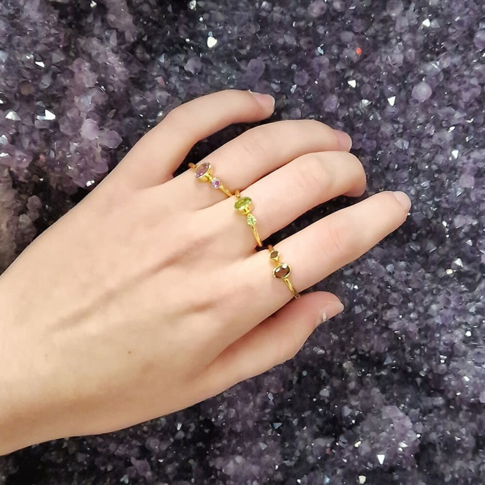 Gold filled ring peridoot maat 18 (licht verstelbaar) | 2 stenen Gold filled ring peridoot maat 18 (licht verstelbaar) | 2 stenen