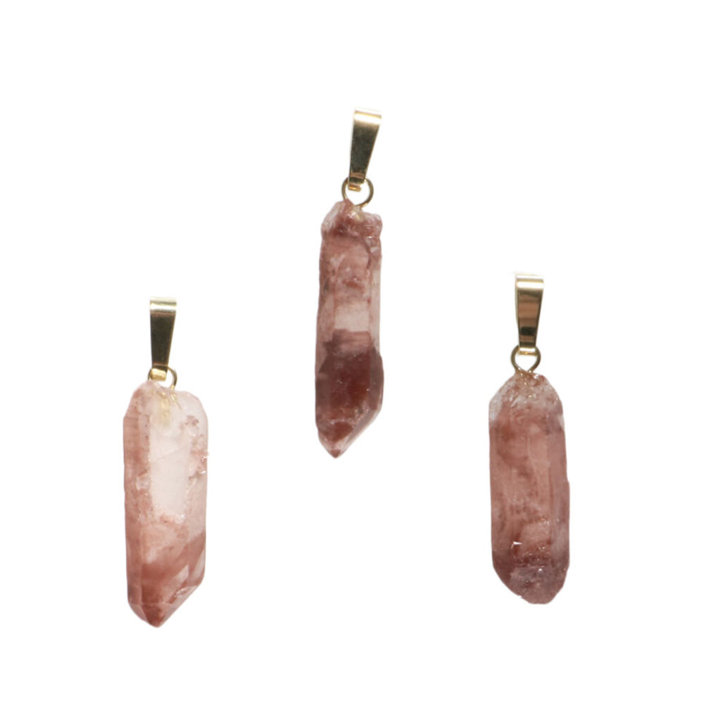 Lithiumkwarts hanger kristal met 14k gouden oogje Lithiumkwarts hanger kristal met 14k gouden oogje