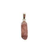 Lithiumkwarts hanger kristal met 14k gouden oogje Lithiumkwarts hanger kristal met 14k gouden oogje