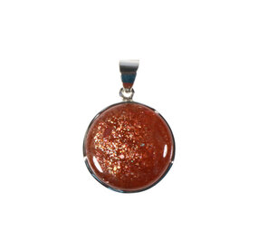 Zilveren hanger zonnesteen | rond  2,4 cm Zilveren hanger zonnesteen | rond  2,4 cm