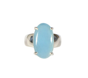 Zilveren ring aquamarijn maat 18 | ovaal gezet 2 x 1,1 cm Zilveren ring aquamarijn maat 18 | ovaal gezet 2 x 1,1 cm