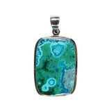 Zilveren hanger chrysocolla met malachiet | rechthoek 3,5 x 2,6 cm Zilveren hanger chrysocolla met malachiet | rechthoek 3,5 x 2,6 cm