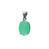 Zilveren hanger chrysopraas | ovaal facet gezet 1,8 x 1,4 cm Zilveren hanger chrysopraas | ovaal facet gezet 1,8 x 1,4 cm
