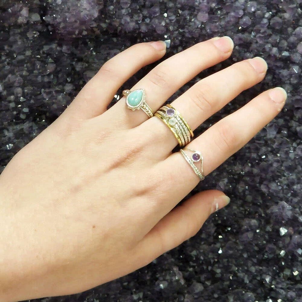 Zilveren ring amethist maat 17 | rond boogje