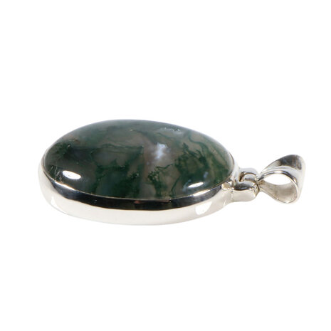 Zilveren hanger mosagaat | ovaal 2,5 x 1,9 cm