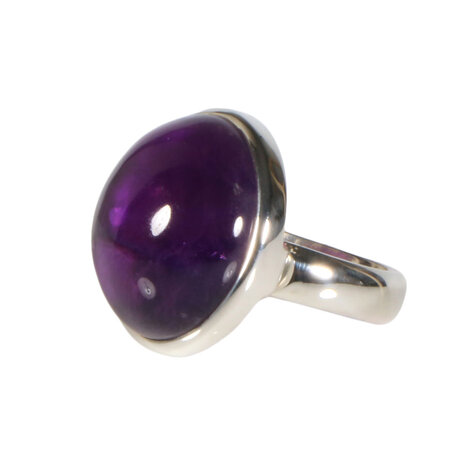 Zilveren ring amethist maat 18 1/2 (verstelbaar) | rond 2 cm Zilveren ring amethist maat 18 1/2 (verstelbaar) | rond 2 cm