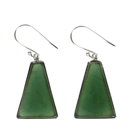 Zilveren oorbellen jade | trapezium 2,5 x 1,8 cm Zilveren oorbellen jade | trapezium 2,5 x 1,8 cm