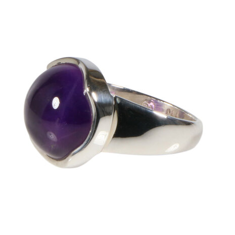 Zilveren ring amethist maat 18 | rond 1,4 cm