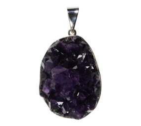 Zilveren hanger amethist | cluster ovaal 3,9 x 2,8 cm Zilveren hanger amethist | cluster ovaal 3,9 x 2,8 cm