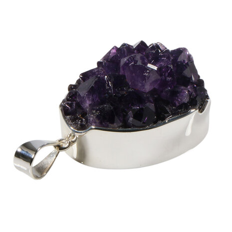 Zilveren hanger amethist | cluster ovaal 3,9 x 2,8 cm Zilveren hanger amethist | cluster ovaal 3,9 x 2,8 cm