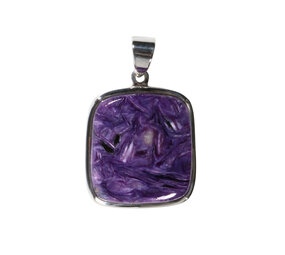 Zilveren hanger charoiet | rechthoek 2,6 x 2,3 cm