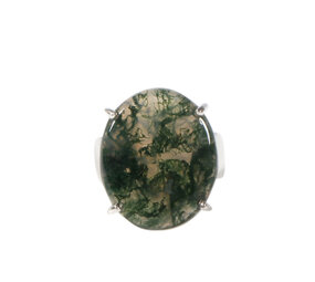 Zilveren ring mosagaat maat 18 1/2 | ovaal gezet 2,2 x 1,9 cm Zilveren ring mosagaat maat 18 1/2 | ovaal gezet 2,2 x 1,9 cm