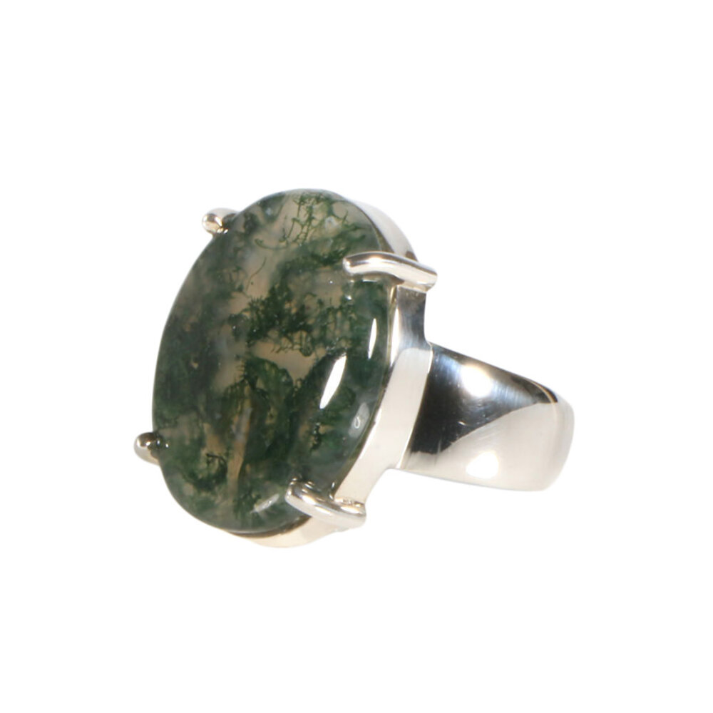 Zilveren ring mosagaat maat 18 1/2 | ovaal gezet 2,2 x 1,9 cm Zilveren ring mosagaat maat 18 1/2 | ovaal gezet 2,2 x 1,9 cm