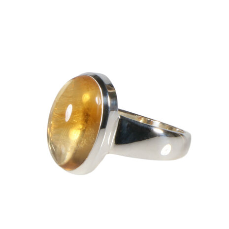 Zilveren ring citrien maat 19 1/2 | ovaal 1,6 x 1 cm Zilveren ring citrien maat 19 1/2 | ovaal 1,6 x 1 cm