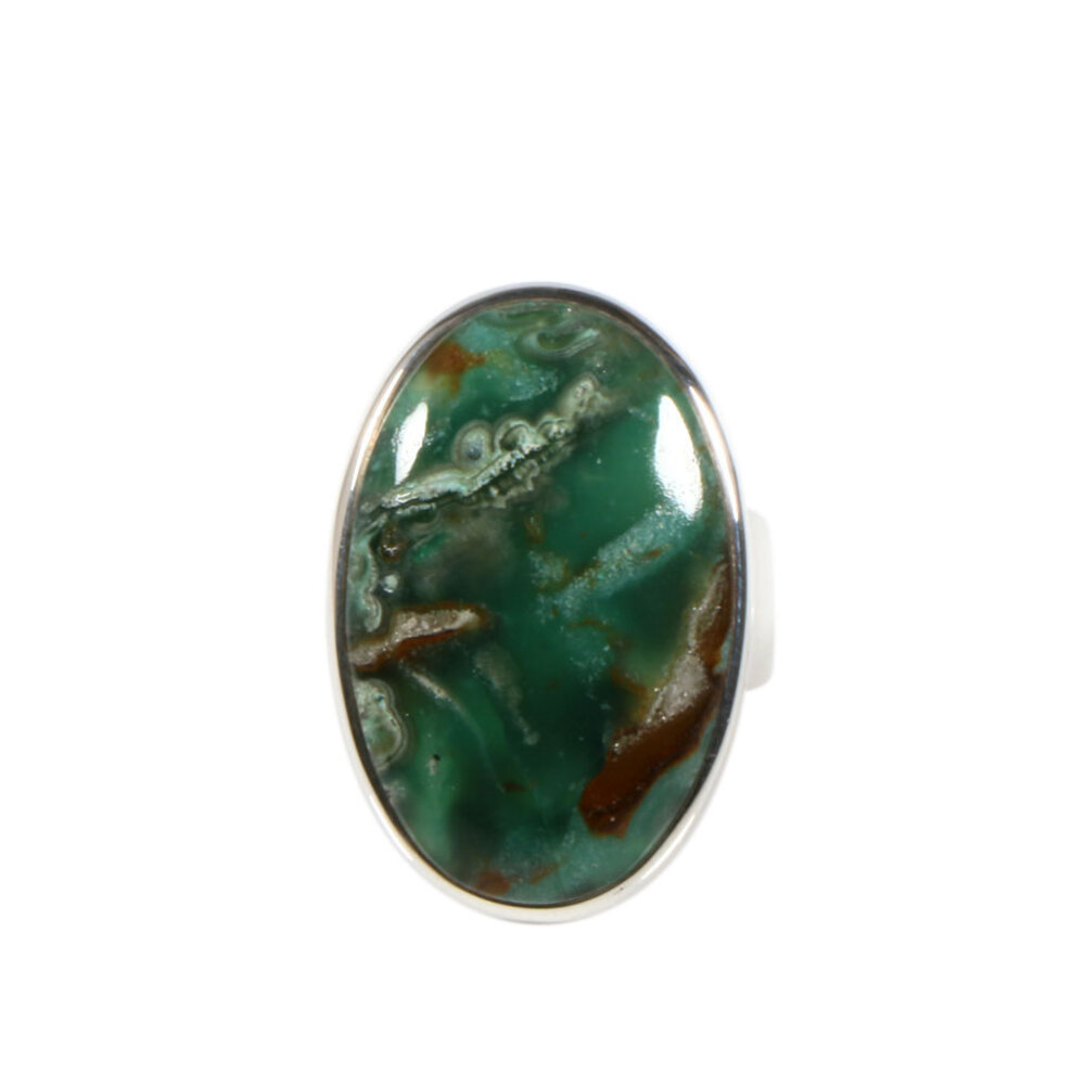 Zilveren ring gem silica maat 18 1/2 | ovaal 2,8 x 1,8 cm Zilveren ring gem silica maat 18 1/2 | ovaal 2,8 x 1,8 cm