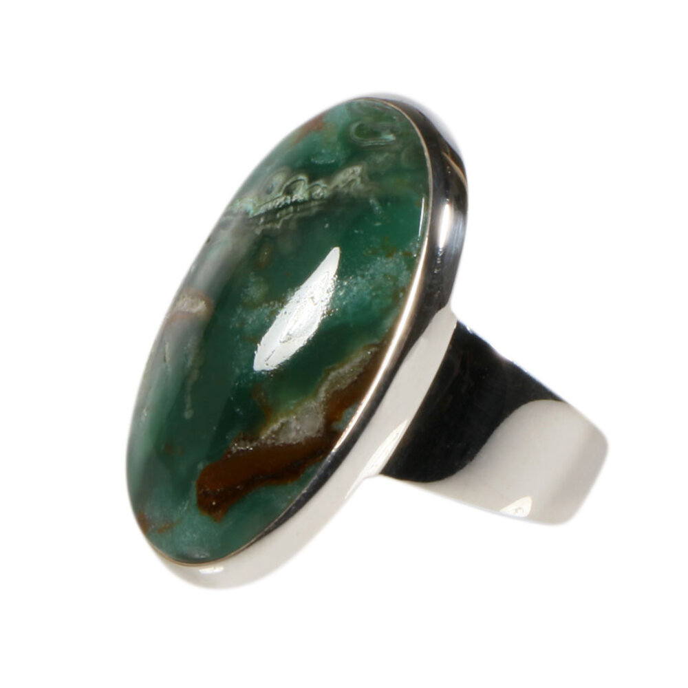 Zilveren ring gem silica maat 18 1/2 | ovaal 2,8 x 1,8 cm Zilveren ring gem silica maat 18 1/2 | ovaal 2,8 x 1,8 cm