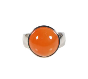 Zilveren ring carneool maat 18 | rond 1,4 cm