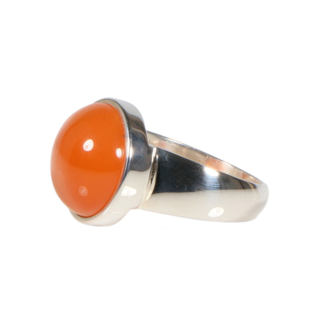 Zilveren ring carneool maat 18 | rond 1,4 cm