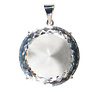 Zilveren hanger bergkristal | rond facet gezet 3,9 cm Zilveren hanger bergkristal | rond facet gezet 3,9 cm