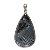 Zilveren hanger agaat (spook) | druppel 4,2 x 2,5 cm