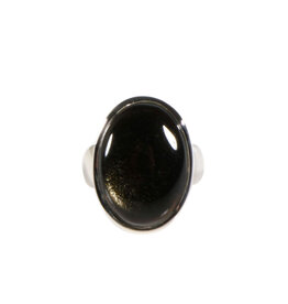 Zilveren ring obsidiaan (goud) maat 18 1/2 | ovaal 2,1 x 1,5 cm