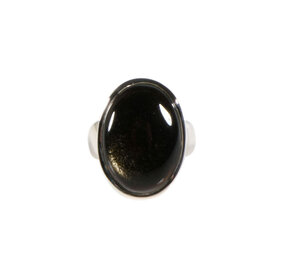 Zilveren ring goud obsidiaan maat 18 1/2 | ovaal 2,1 x 1,5 cm Zilveren ring goud obsidiaan maat 18 1/2 | ovaal 2,1 x 1,5 cm