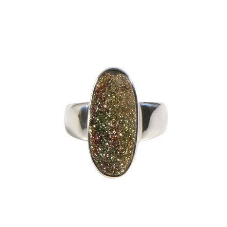 Zilveren ring pyriet (regenboog) maat 18 | ovaal ruw 2,1 x 1 cm Zilveren ring pyriet (regenboog) maat 18 | ovaal ruw 2,1 x 1 cm