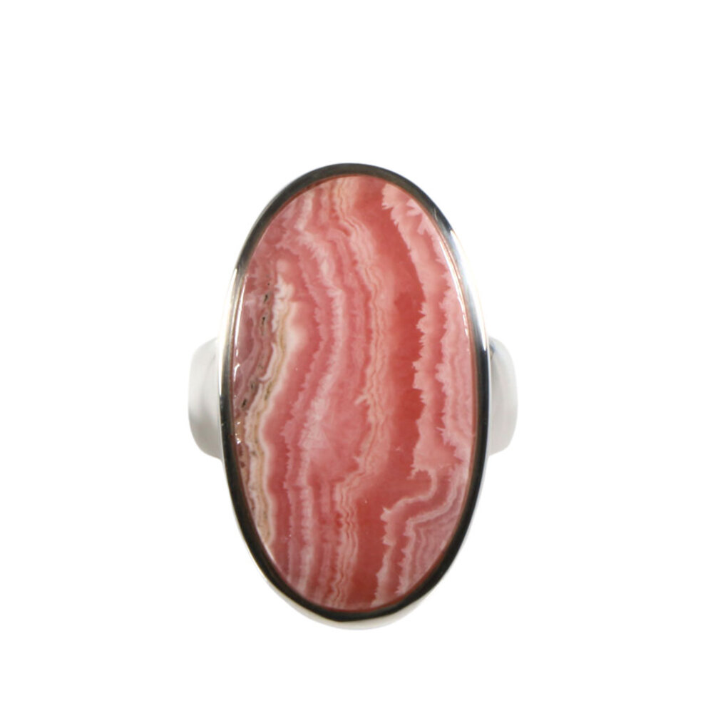 Zilveren ring rhodochrosiet maat 19 | ovaal 2,8 x 1,6 cm Zilveren ring rhodochrosiet maat 19 | ovaal 2,8 x 1,6 cm