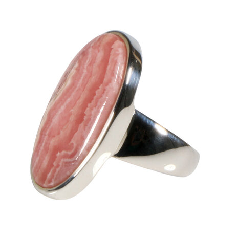 Zilveren ring rhodochrosiet maat 19 | ovaal 2,8 x 1,6 cm Zilveren ring rhodochrosiet maat 19 | ovaal 2,8 x 1,6 cm
